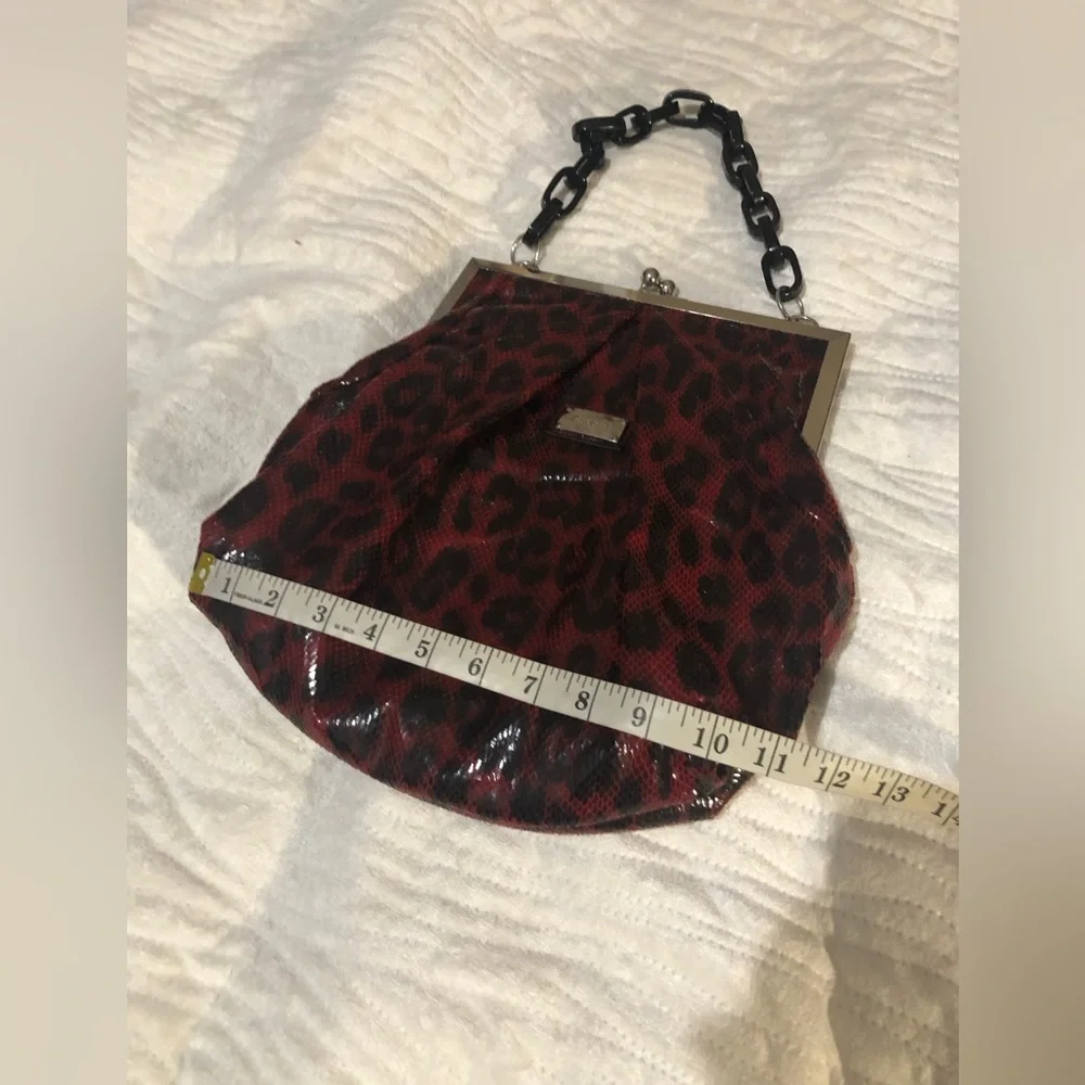 Kate Landry faux snakeskin leopard print chain handle handbag